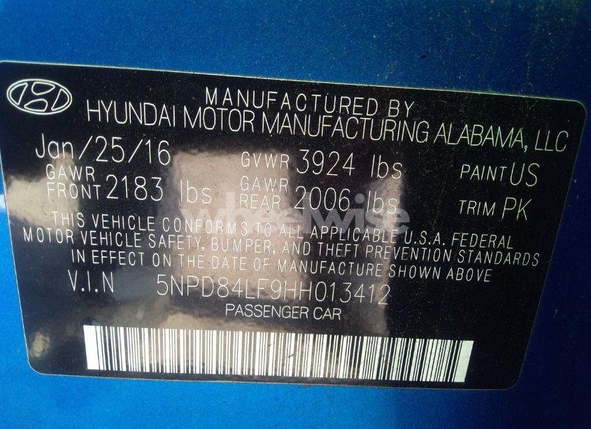 Photo 9 of 2017 Hyundai Elantra SE (VIN 5NPD84LF9HH013412)