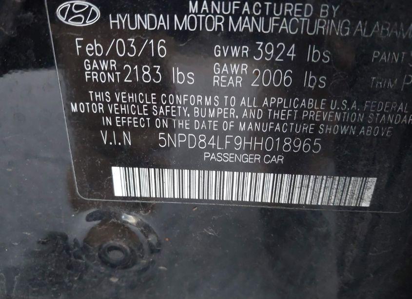 Photo 9 of 2017 Hyundai Elantra SE (VIN 5NPD84LF9HH018965)