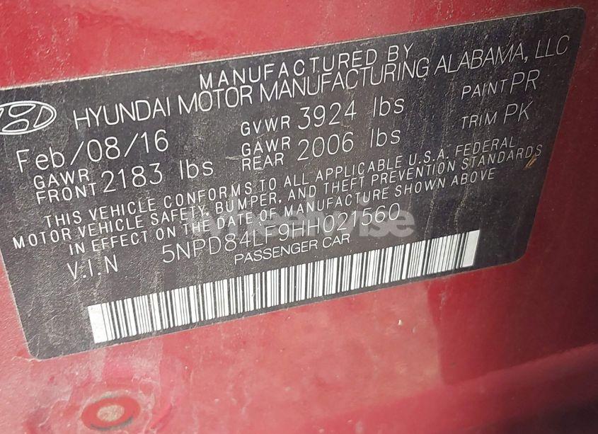 Photo 9 of 2017 Hyundai Elantra SE (VIN 5NPD84LF9HH021560)