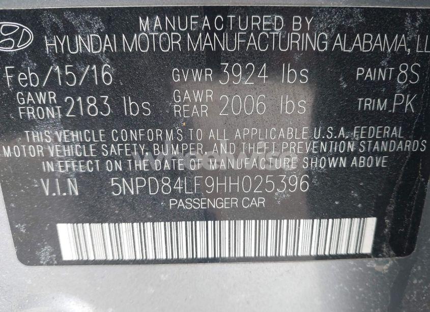 Photo 9 of 2017 Hyundai Elantra SE (VIN 5NPD84LF9HH025396)