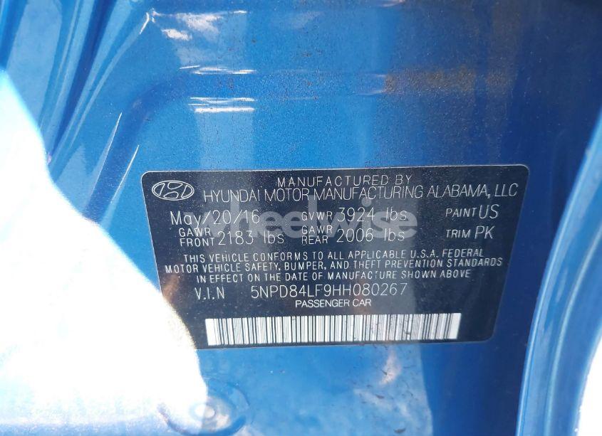 Photo 9 of 2017 Hyundai Elantra LIMITED (VIN 5NPD84LF9HH080267)