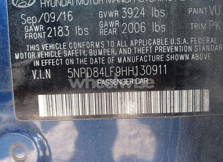 Photo 9 of 2017 Hyundai Elantra SE (VIN 5NPD84LF9HH130911)