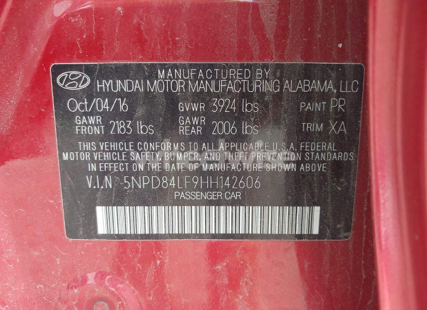 Photo 9 of 2017 Hyundai Elantra VALUE EDITION (VIN 5NPD84LF9HH142606)
