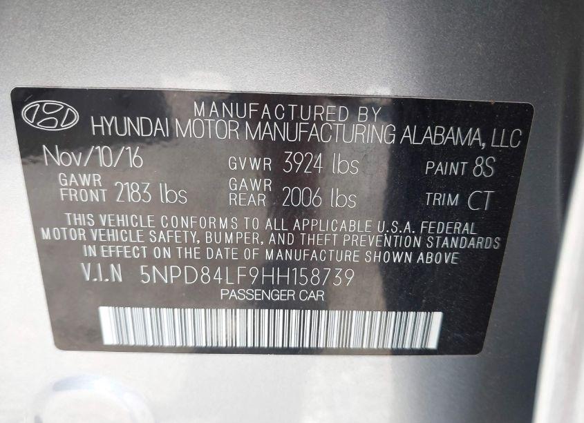 Photo 9 of 2017 Hyundai Elantra VALUE EDITION (VIN 5NPD84LF9HH158739)