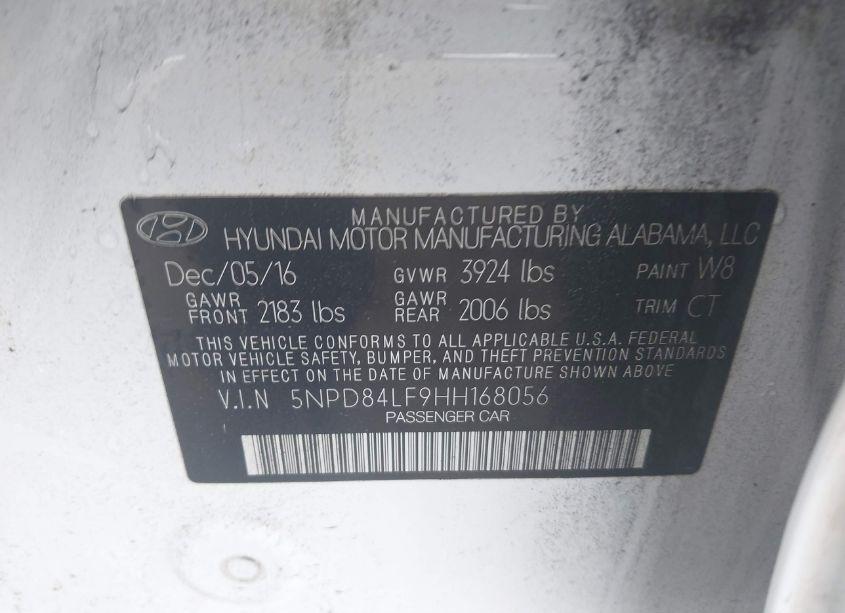 Photo 9 of 2017 Hyundai Elantra VALUE EDITION (VIN 5NPD84LF9HH168056)