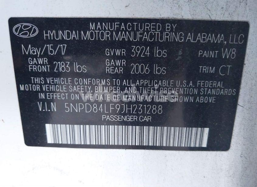 Photo 9 of 2018 Hyundai Elantra VALUE EDITION (VIN 5NPD84LF9JH231288)