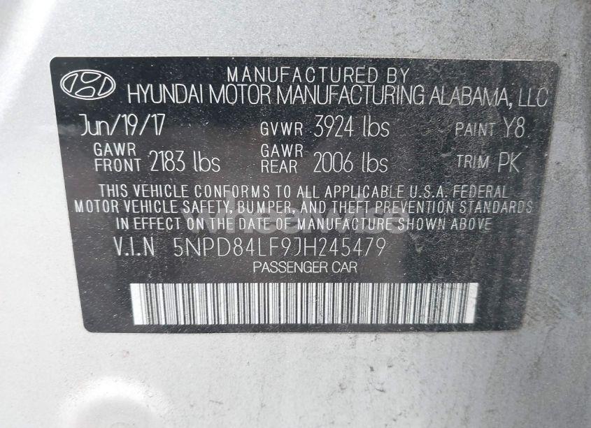 Photo 9 of 2018 Hyundai Elantra SEL (VIN 5NPD84LF9JH245479)