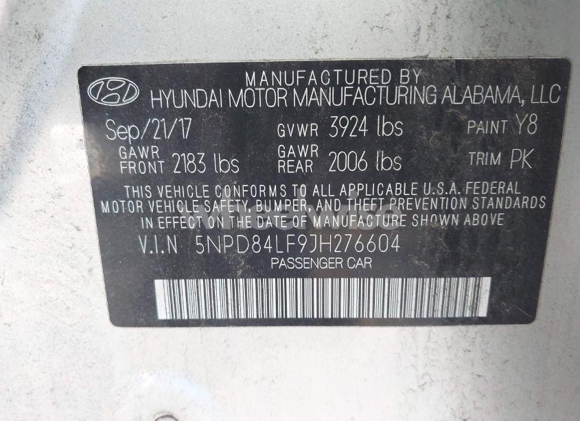 Photo 9 of 2018 Hyundai Elantra LIMITED (VIN 5NPD84LF9JH276604)