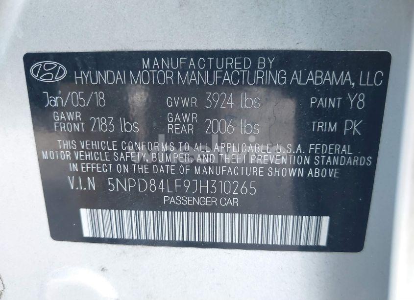 Photo 9 of 2018 Hyundai Elantra SEL (VIN 5NPD84LF9JH310265)