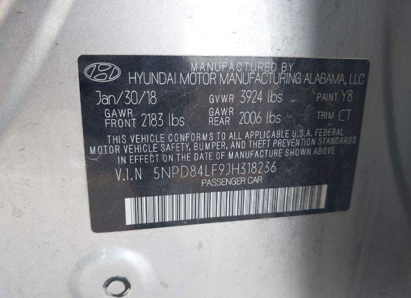 Photo 9 of 2018 Hyundai Elantra VALUE EDITION (VIN 5NPD84LF9JH318236)