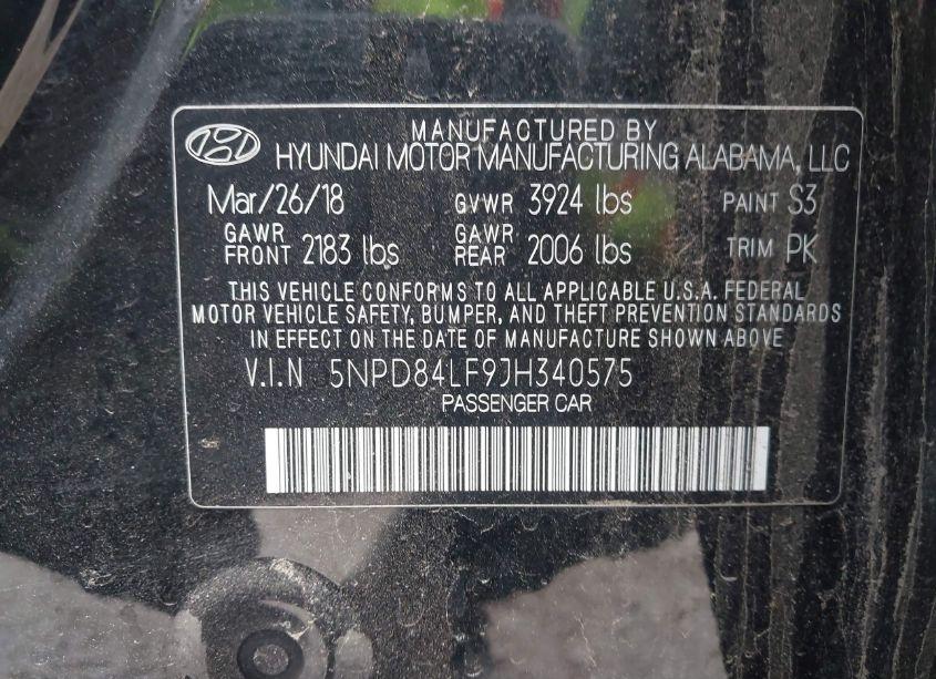 Photo 9 of 2018 Hyundai Elantra SEL (VIN 5NPD84LF9JH340575)