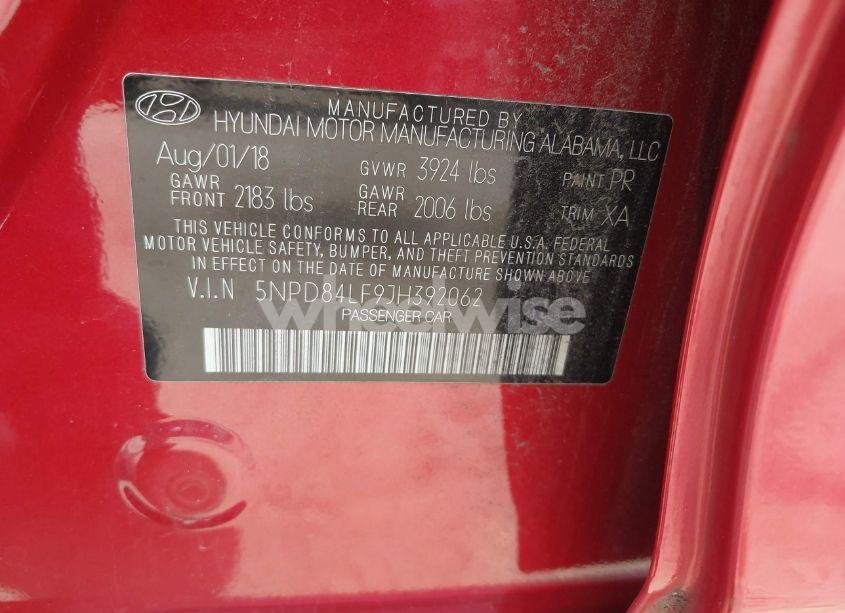 Photo 9 of 2018 Hyundai Elantra VALUE EDITION (VIN 5NPD84LF9JH392062)