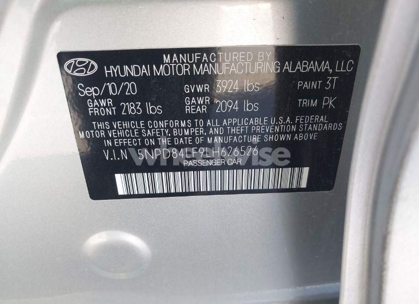 Photo 9 of 2020 Hyundai Elantra LIMITED (VIN 5NPD84LF9LH626526)