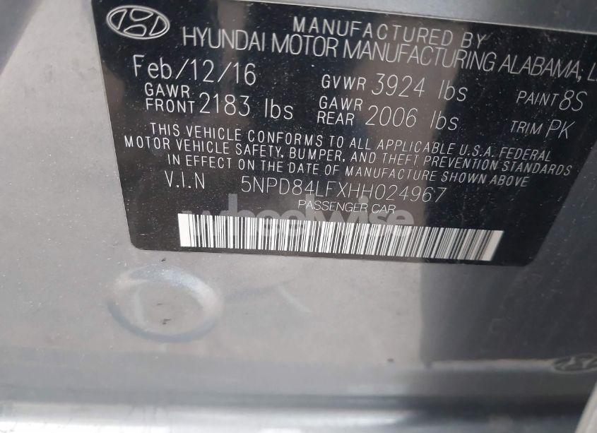 Photo 9 of 2017 Hyundai Elantra SE (VIN 5NPD84LFXHH024967)