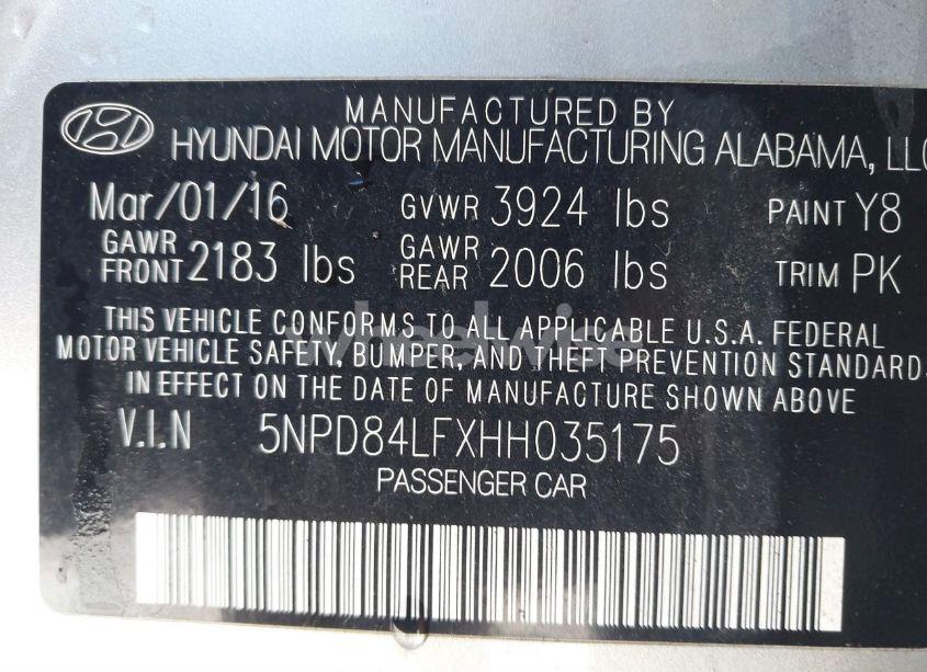 Photo 9 of 2017 Hyundai Elantra SE (VIN 5NPD84LFXHH035175)