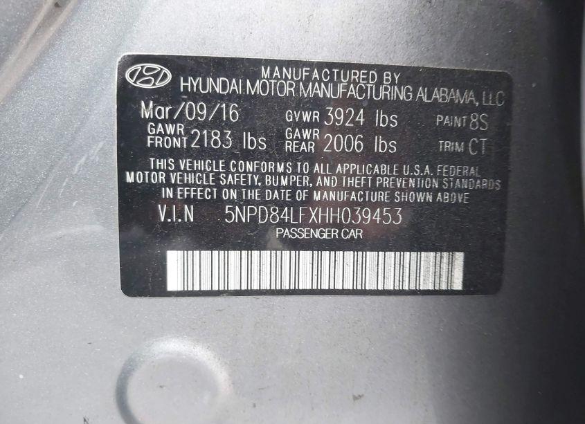 Photo 9 of 2017 Hyundai Elantra LIMITED (VIN 5NPD84LFXHH039453)