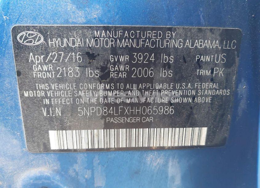 Photo 9 of 2017 Hyundai Elantra SE (VIN 5NPD84LFXHH065986)