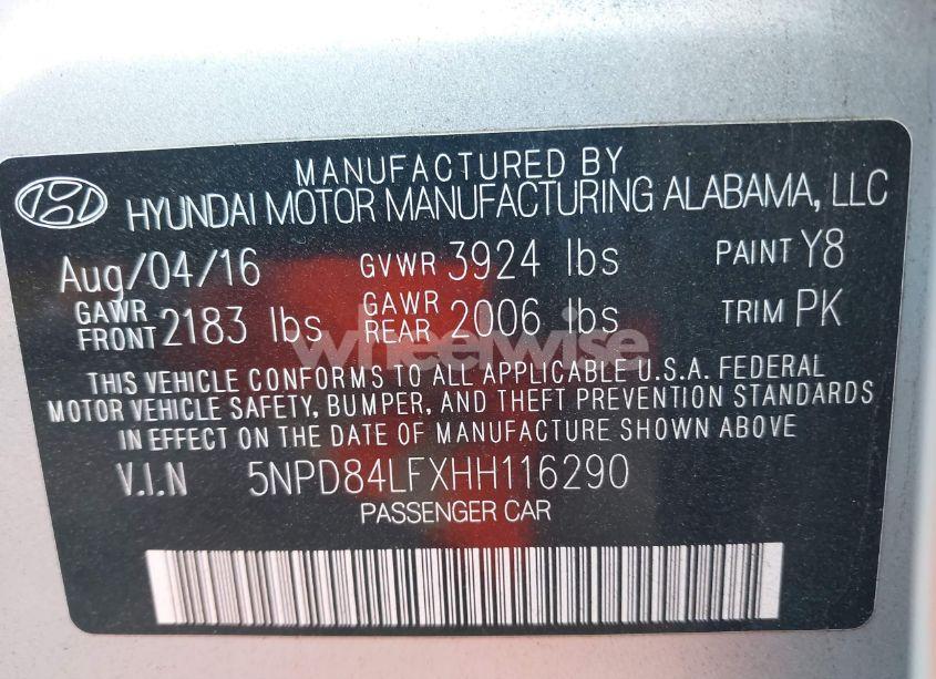 Photo 9 of 2017 Hyundai Elantra SE (VIN 5NPD84LFXHH116290)