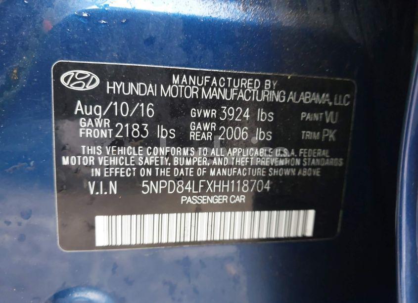 Photo 9 of 2017 Hyundai Elantra SE (VIN 5NPD84LFXHH118704)