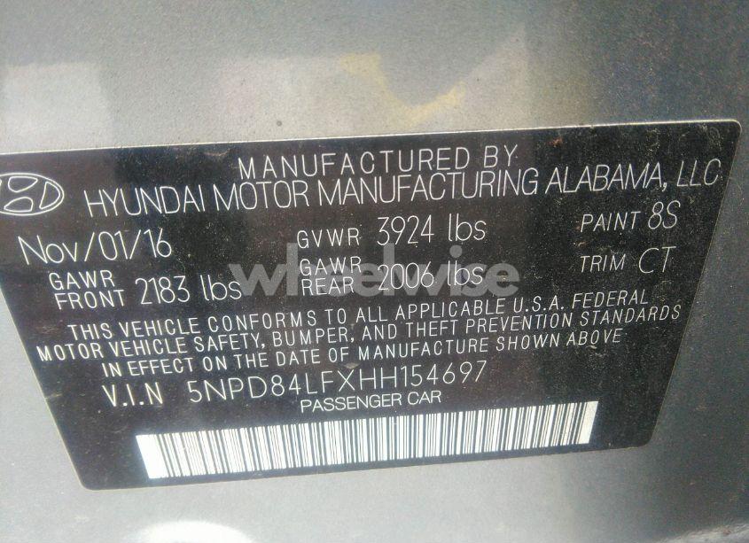 Photo 9 of 2017 Hyundai Elantra LIMITED (VIN 5NPD84LFXHH154697)