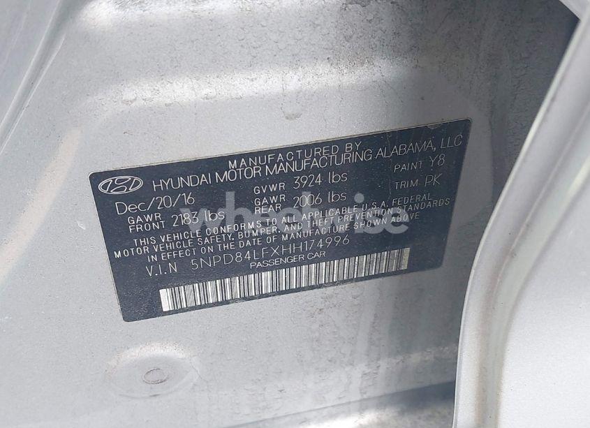 Photo 9 of 2017 Hyundai Elantra SE (VIN 5NPD84LFXHH174996)
