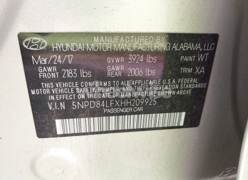 Photo 9 of 2017 Hyundai Elantra VALUE EDITION (VIN 5NPD84LFXHH209925)