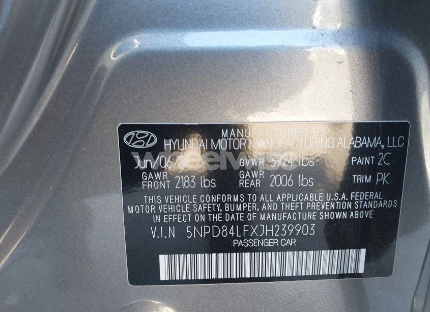 Photo 9 of 2018 Hyundai Elantra SEL (VIN 5NPD84LFXJH239903)