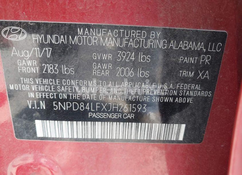 Photo 9 of 2018 Hyundai Elantra VALUE EDITION (VIN 5NPD84LFXJH261593)