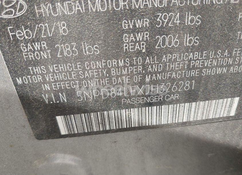 Photo 9 of 2018 Hyundai Elantra VALUE EDITION (VIN 5NPD84LFXJH326281)