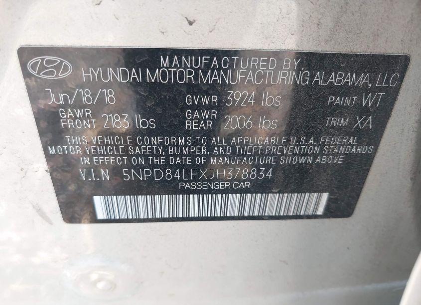 Photo 9 of 2018 Hyundai Elantra VALUE EDITION (VIN 5NPD84LFXJH378834)