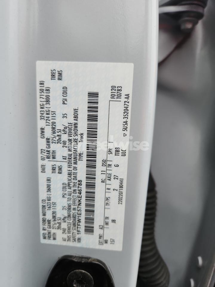 Photo 12 of 2022 FORD F150 SUPERCREW (VIN 5NPD84LFXLH629158)