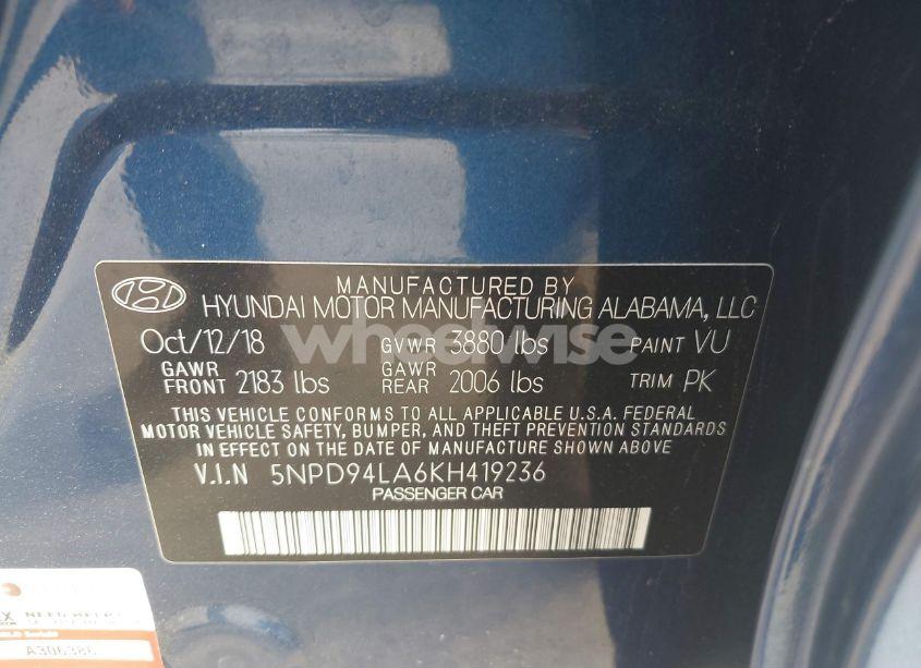 Photo 9 of 2019 Hyundai Elantra ECO (VIN 5NPD94LA6KH419236)