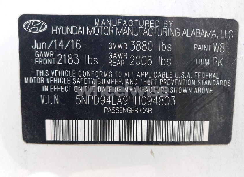 Photo 9 of 2017 Hyundai Elantra ECO (VIN 5NPD94LA9HH094803)