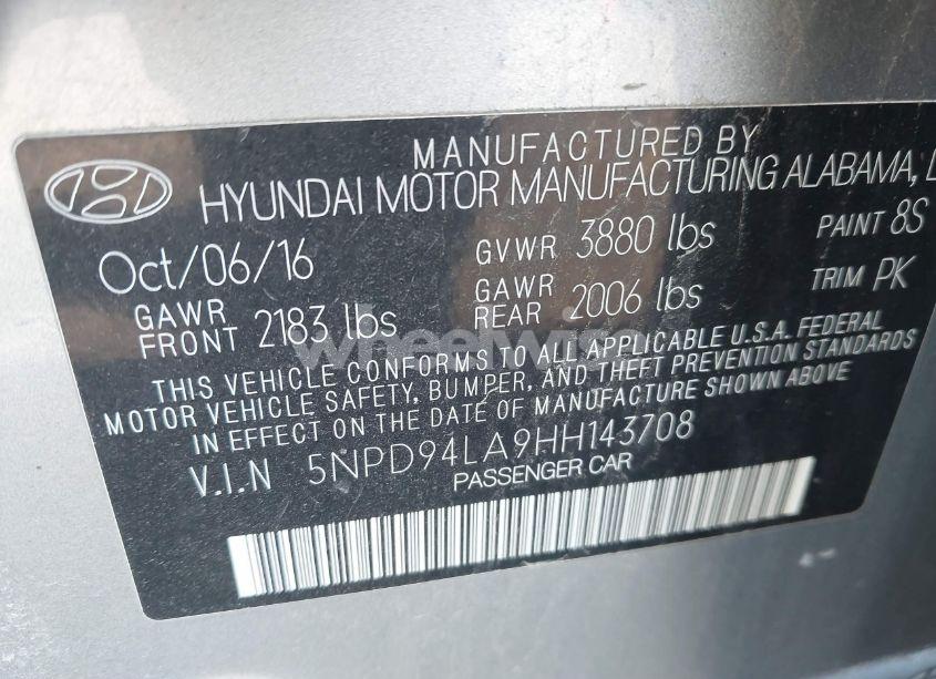 Photo 9 of 2017 Hyundai Elantra ECO (VIN 5NPD94LA9HH143708)