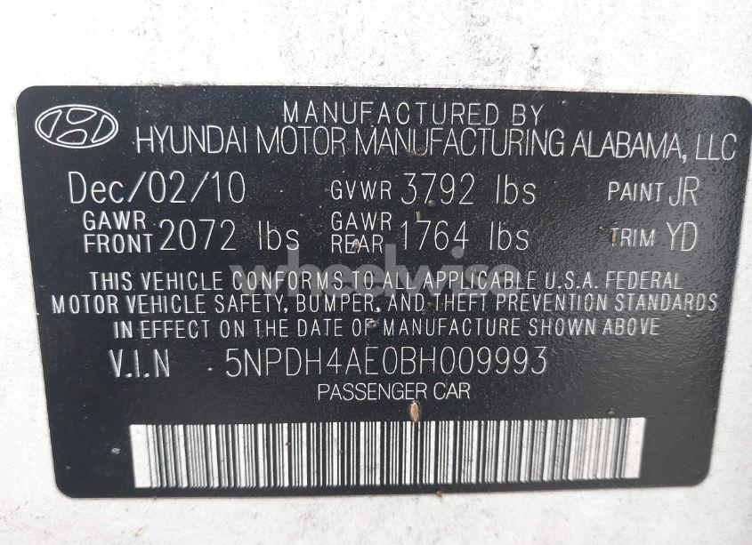 Photo 9 of 2011 Hyundai Elantra GLS (VIN 5NPDH4AE0BH009993)