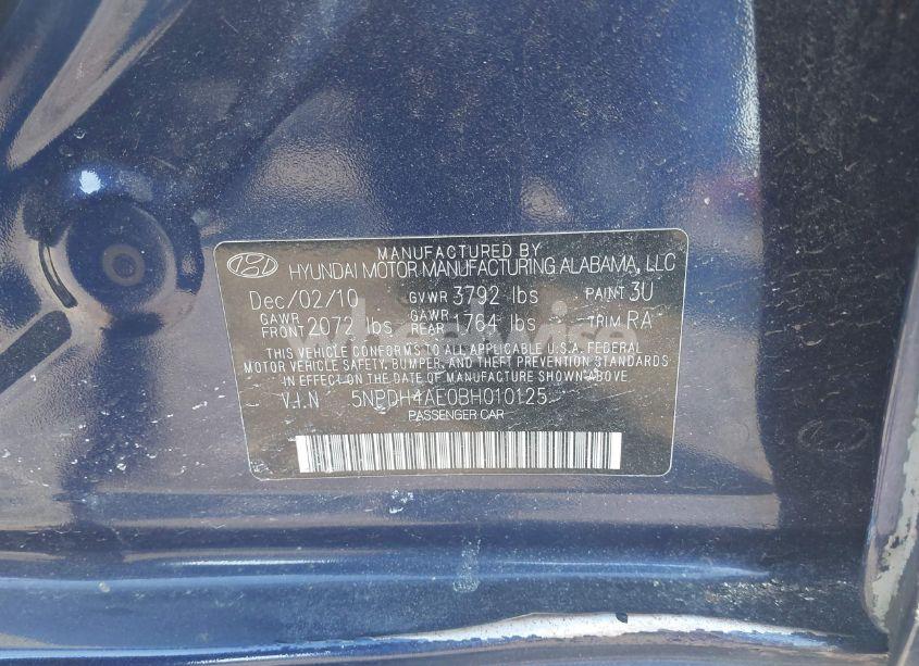 Photo 9 of 2011 Hyundai Elantra GLS (VIN 5NPDH4AE0BH010125)