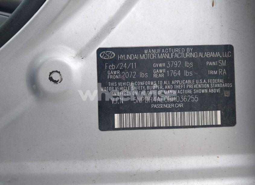 Photo 9 of 2011 Hyundai Elantra GLS (VIN 5NPDH4AE0BH036255)
