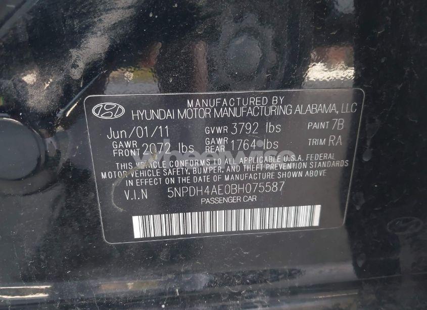 Photo 9 of 2011 Hyundai Elantra LIMITED (VIN 5NPDH4AE0BH075587)