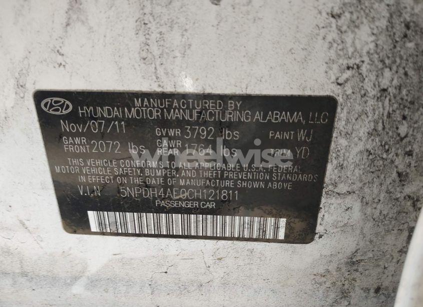 Photo 9 of 2012 Hyundai Elantra GLS (VIN 5NPDH4AE0CH121811)