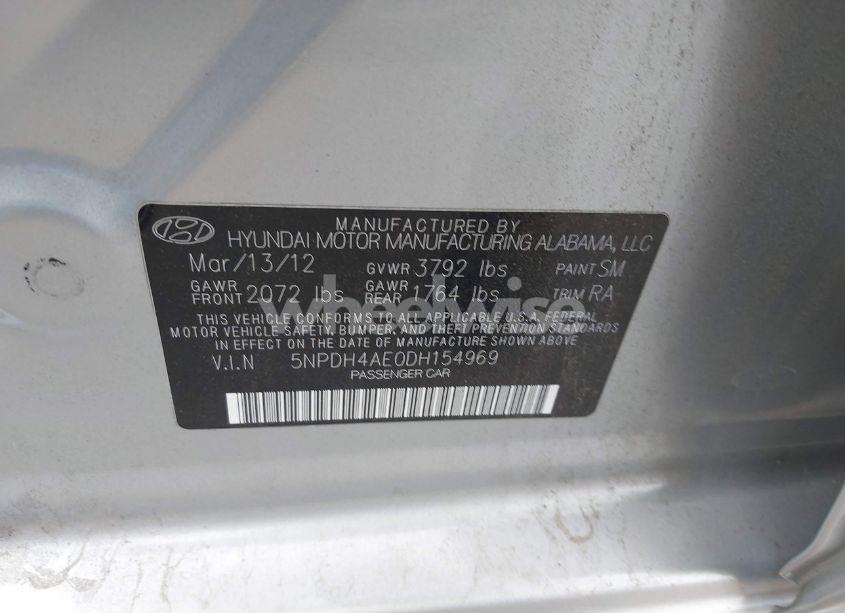 Photo 9 of 2013 Hyundai Elantra GLS (VIN 5NPDH4AE0DH154969)