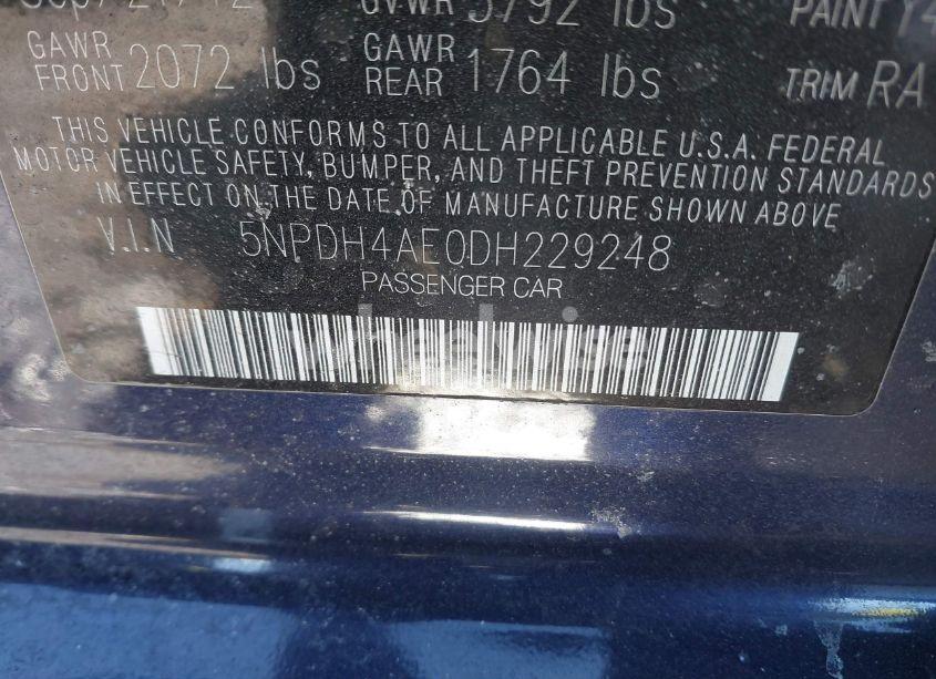 Photo 9 of 2013 Hyundai Elantra GLS (VIN 5NPDH4AE0DH229248)