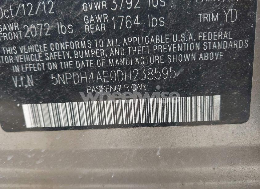 Photo 9 of 2013 Hyundai Elantra GLS (VIN 5NPDH4AE0DH238595)