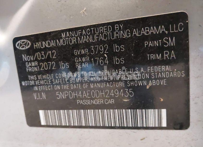 Photo 9 of 2013 Hyundai Elantra GLS (VIN 5NPDH4AE0DH249435)