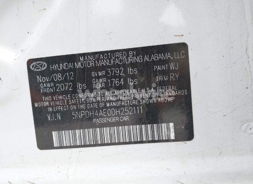 Photo 9 of 2013 Hyundai Elantra LIMITED (VIN 5NPDH4AE0DH252111)