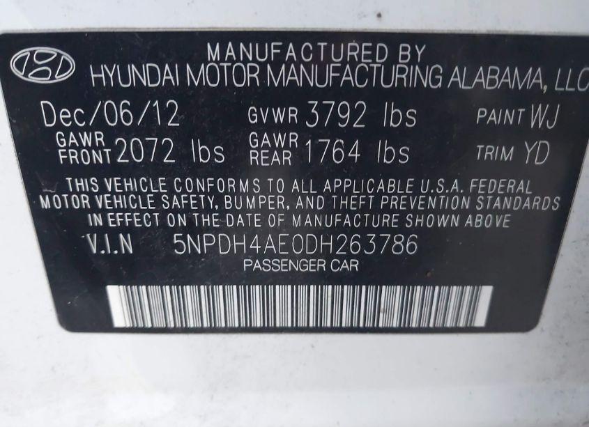 Photo 9 of 2013 Hyundai Elantra GLS (VIN 5NPDH4AE0DH263786)