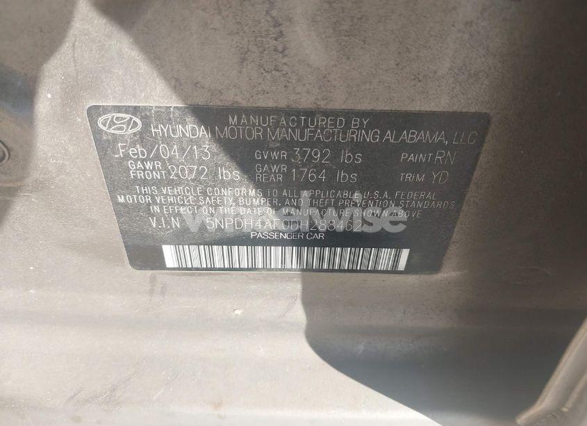 Photo 9 of 2013 Hyundai Elantra GLS (VIN 5NPDH4AE0DH288462)