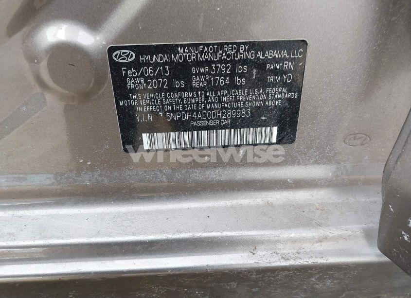 Photo 9 of 2013 Hyundai Elantra GLS (VIN 5NPDH4AE0DH289983)