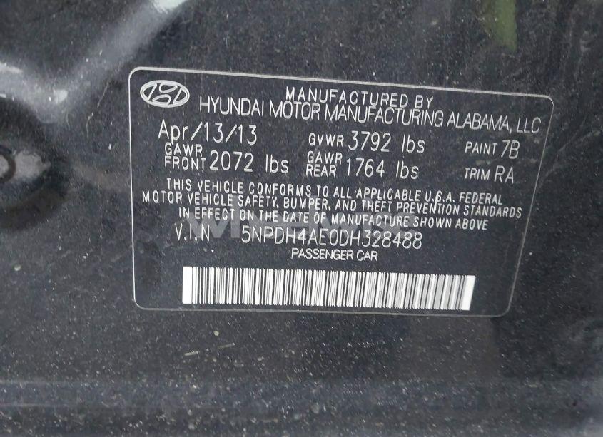 Photo 9 of 2013 Hyundai Elantra GLS (VIN 5NPDH4AE0DH328488)