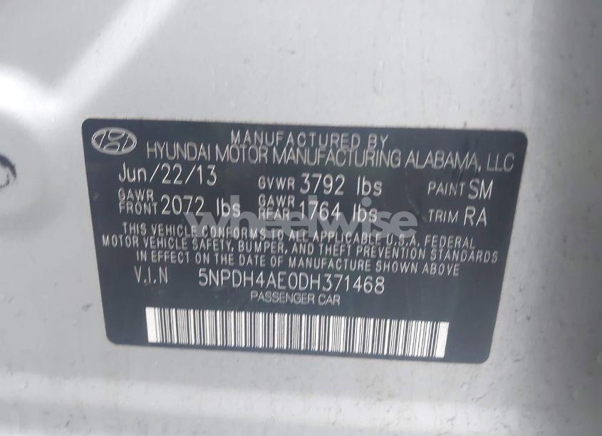 Photo 9 of 2013 Hyundai Elantra GLS (VIN 5NPDH4AE0DH371468)