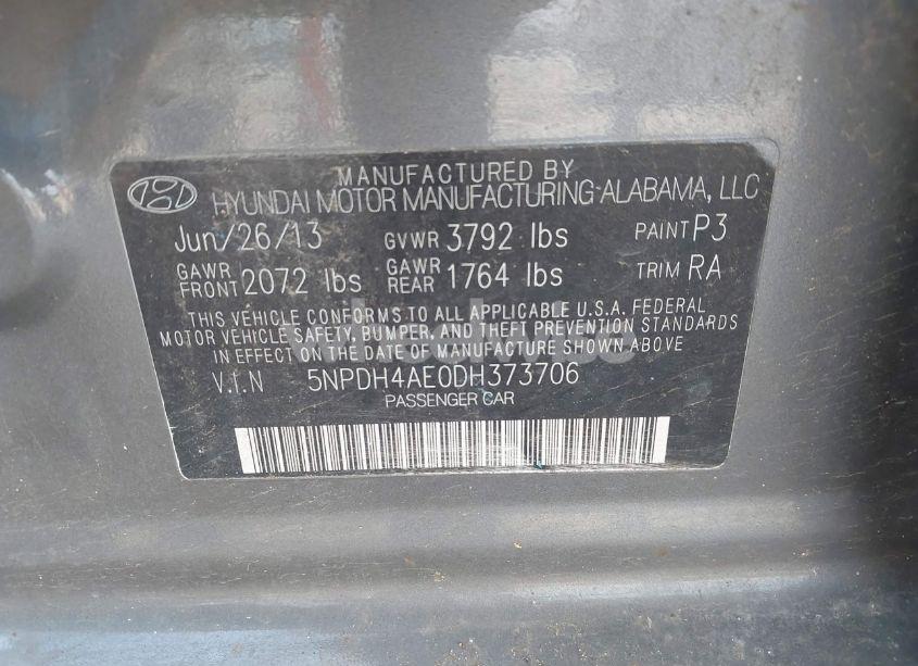 Photo 9 of 2013 Hyundai Elantra GLS (VIN 5NPDH4AE0DH373706)